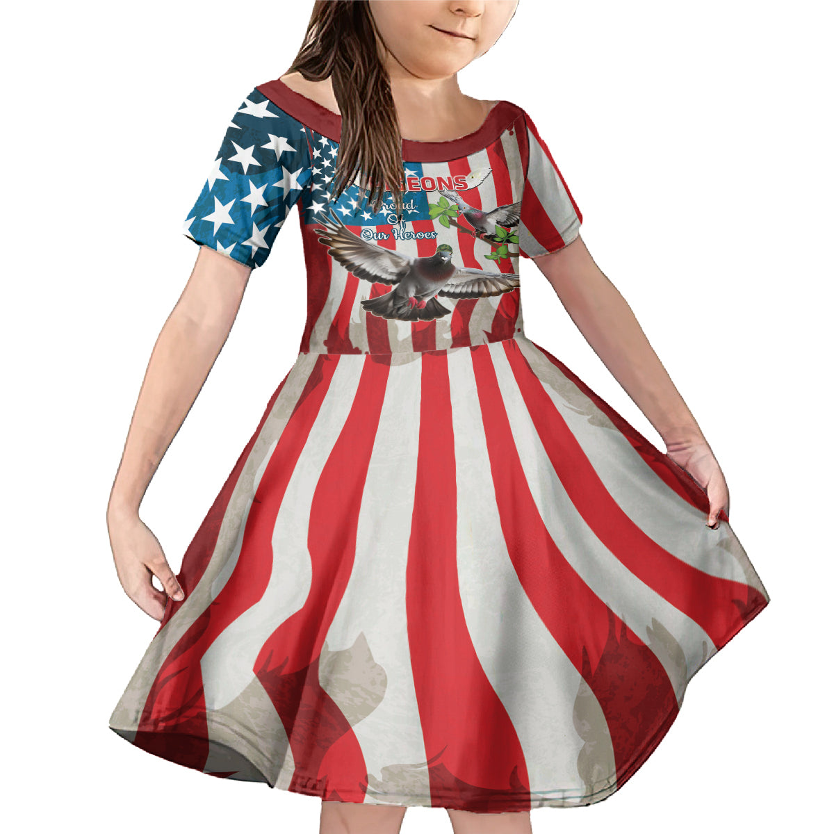 Personalized United States Pigeon Day Family Matching Mermaid Dress and Hawaiian Shirt Proud Of Our Heroes Grunge Style - Wonder Print Shop