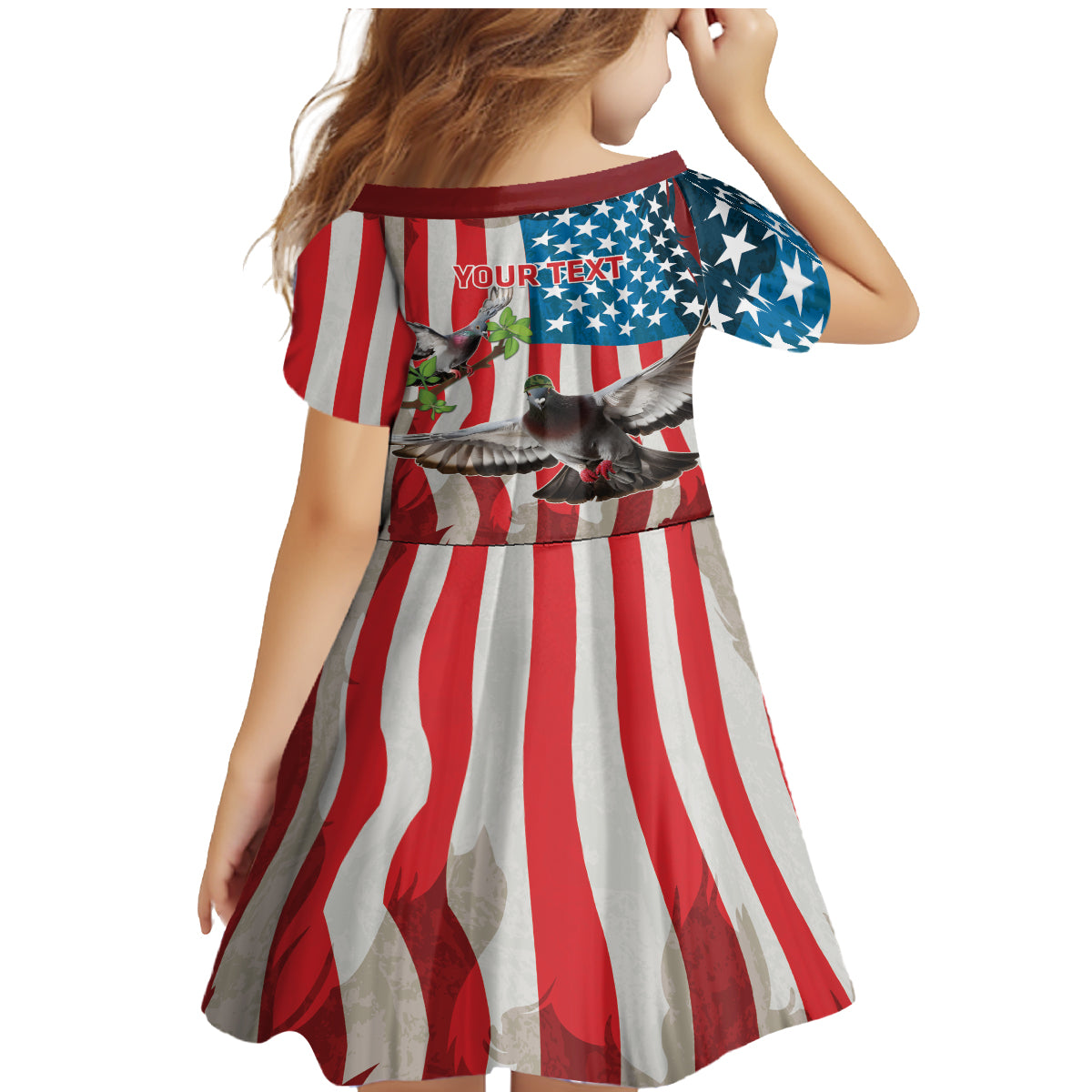 Personalized United States Pigeon Day Family Matching Mermaid Dress and Hawaiian Shirt Proud Of Our Heroes Grunge Style - Wonder Print Shop