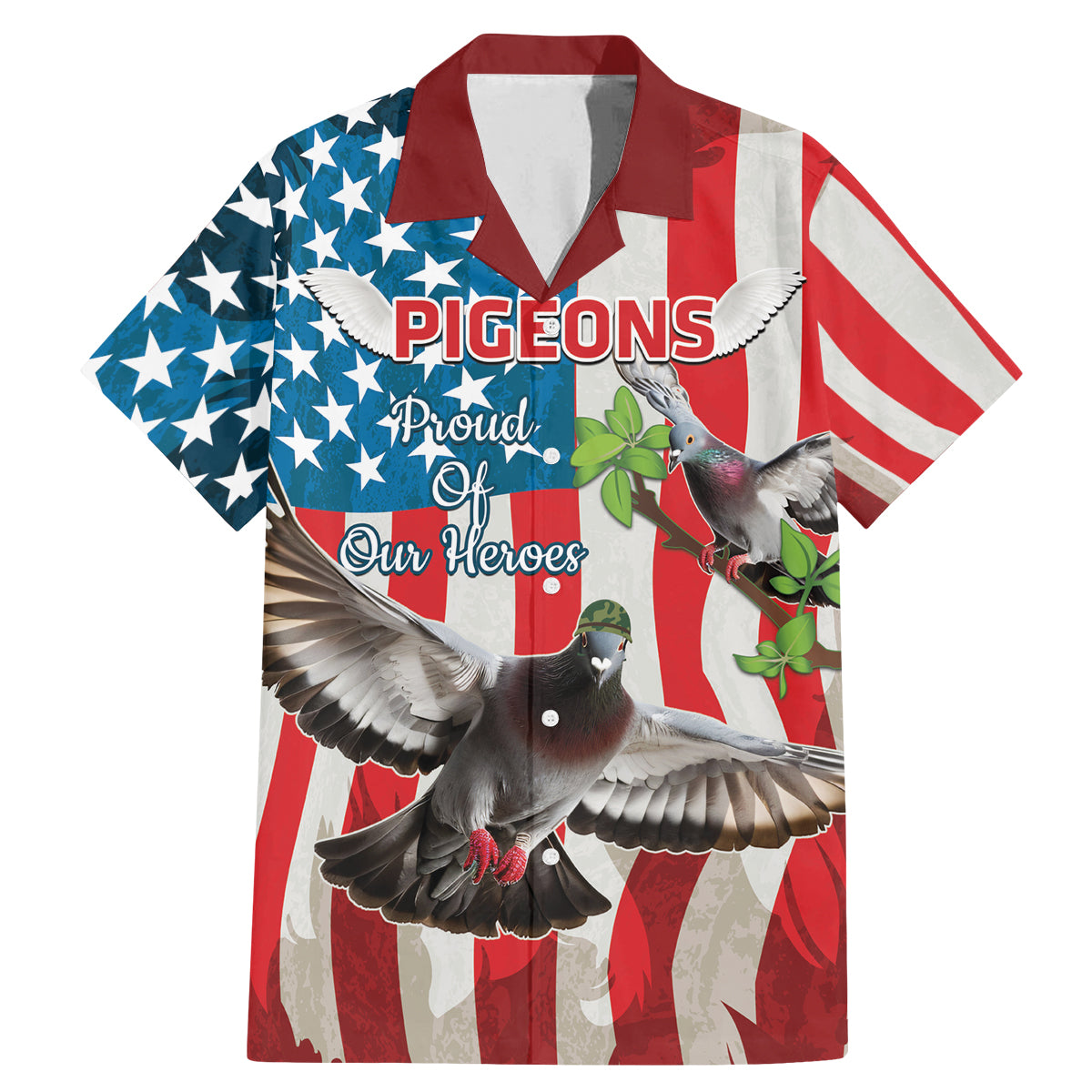 Personalized United States Pigeon Day Family Matching Mermaid Dress and Hawaiian Shirt Proud Of Our Heroes Grunge Style - Wonder Print Shop