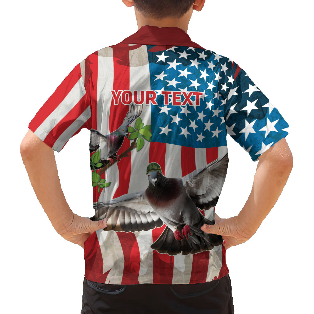 Personalized United States Pigeon Day Family Matching Off The Shoulder Long Sleeve Dress and Hawaiian Shirt Proud Of Our Heroes Grunge Style - Wonder Print Shop