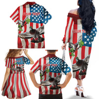 Personalized United States Pigeon Day Family Matching Off The Shoulder Long Sleeve Dress and Hawaiian Shirt Proud Of Our Heroes Grunge Style - Wonder Print Shop