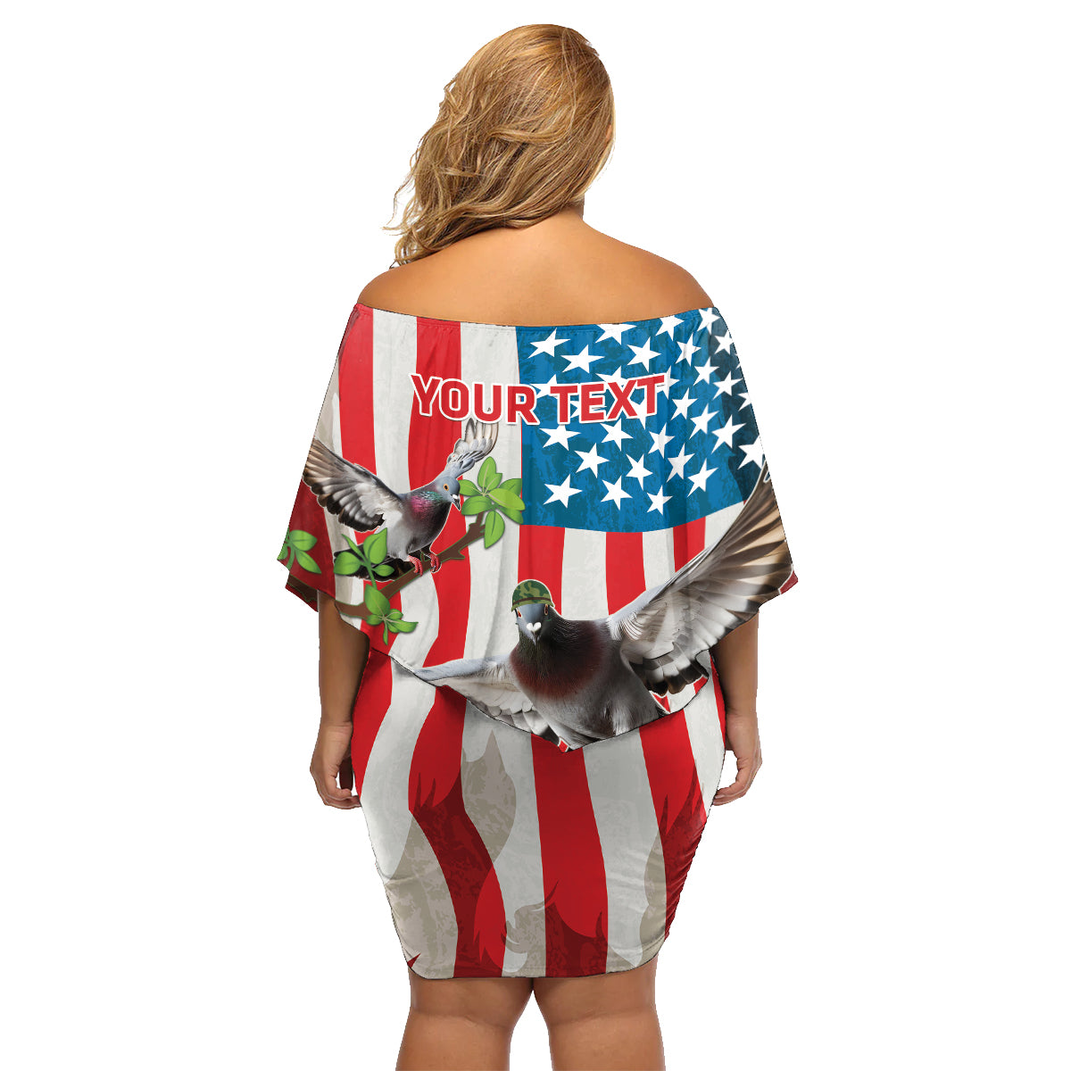 Personalized United States Pigeon Day Family Matching Off Shoulder Short Dress and Hawaiian Shirt Proud Of Our Heroes Grunge Style - Wonder Print Shop