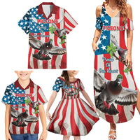 Personalized United States Pigeon Day Family Matching Summer Maxi Dress and Hawaiian Shirt Proud Of Our Heroes Grunge Style - Wonder Print Shop
