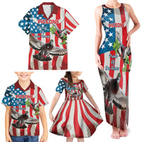 Personalized United States Pigeon Day Family Matching Tank Maxi Dress and Hawaiian Shirt Proud Of Our Heroes Grunge Style - Wonder Print Shop