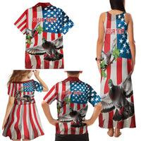 Personalized United States Pigeon Day Family Matching Tank Maxi Dress and Hawaiian Shirt Proud Of Our Heroes Grunge Style - Wonder Print Shop