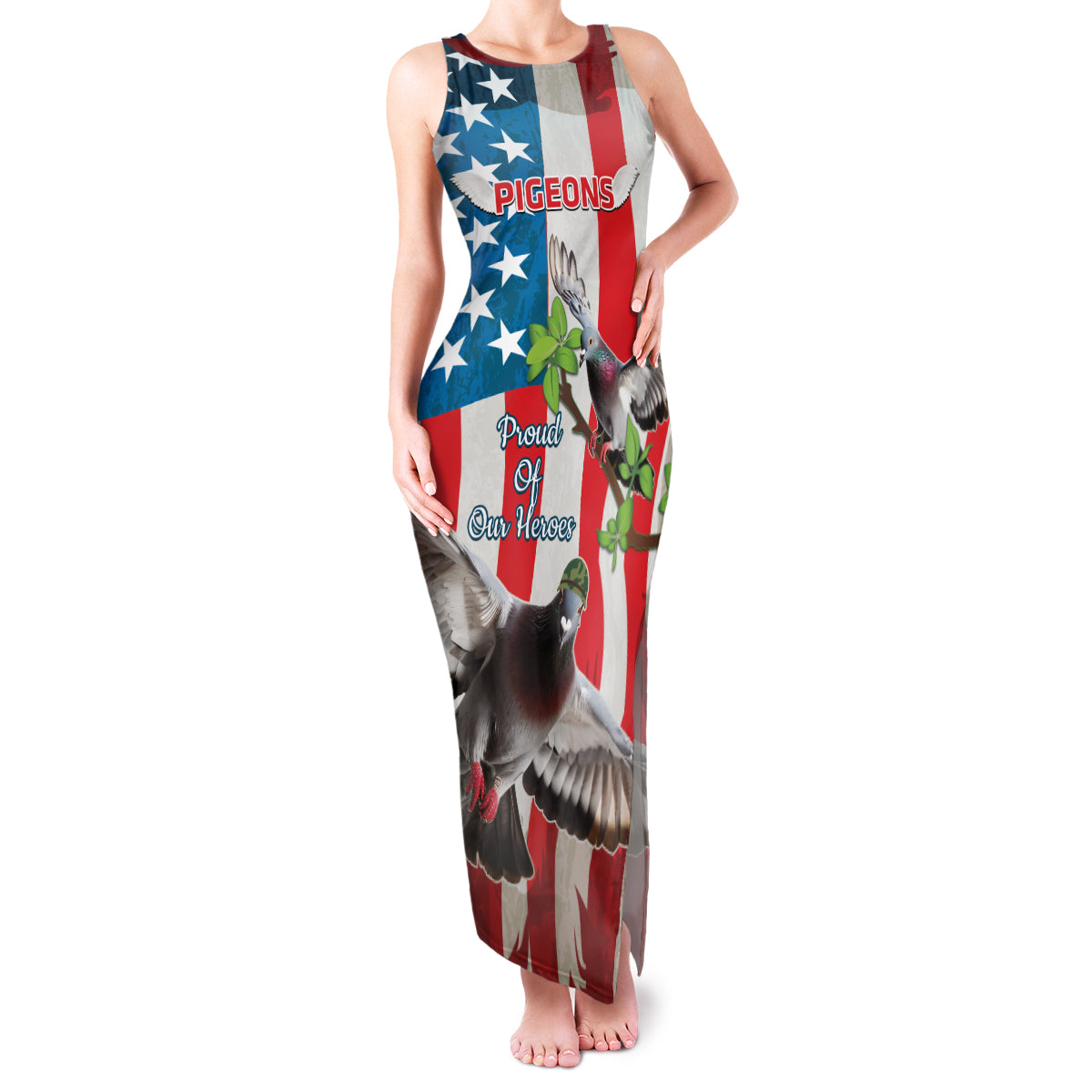 Personalized United States Pigeon Day Family Matching Tank Maxi Dress and Hawaiian Shirt Proud Of Our Heroes Grunge Style - Wonder Print Shop