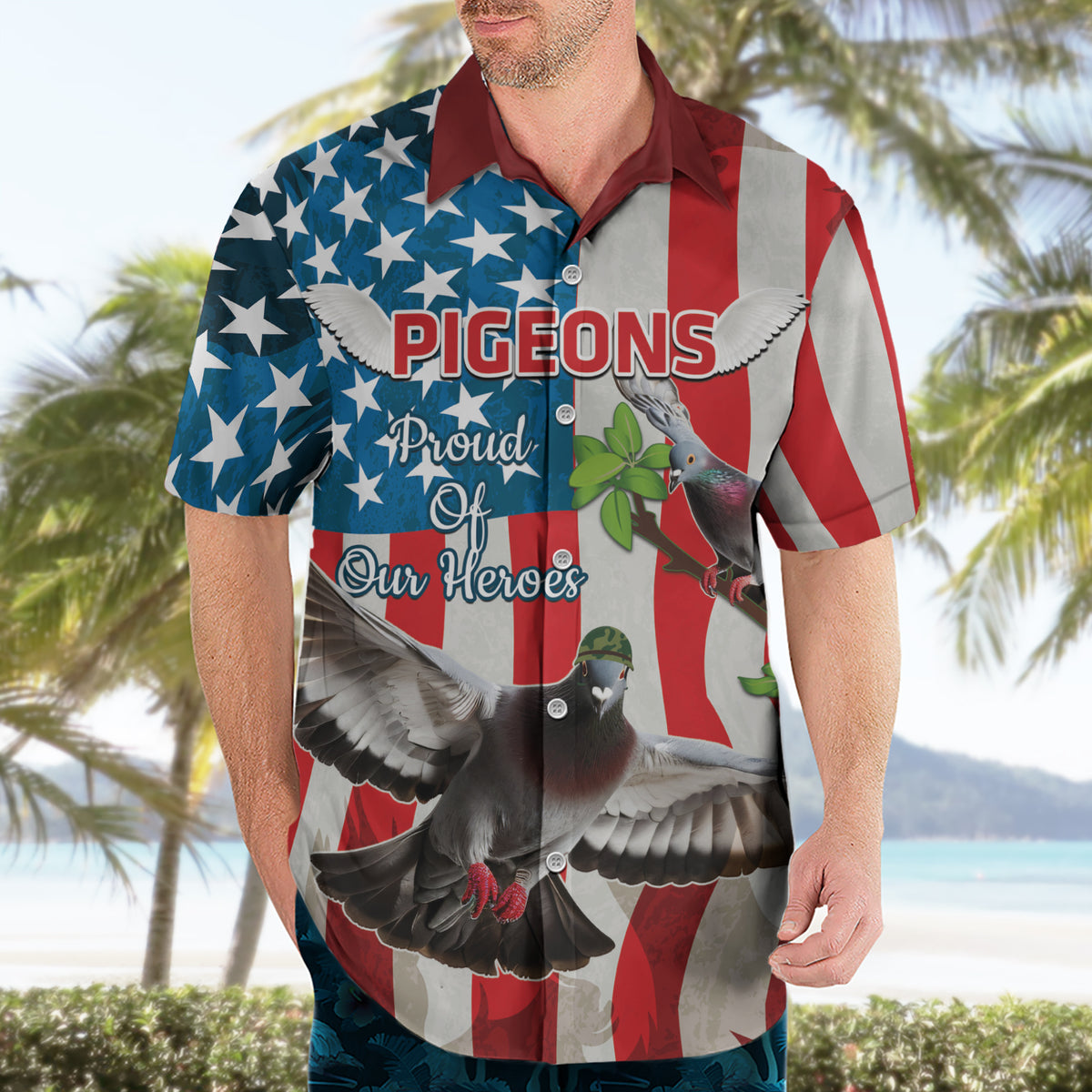 Personalized United States Pigeon Day Hawaiian Shirt Proud Of Our Heroes Grunge Style - Wonder Print Shop