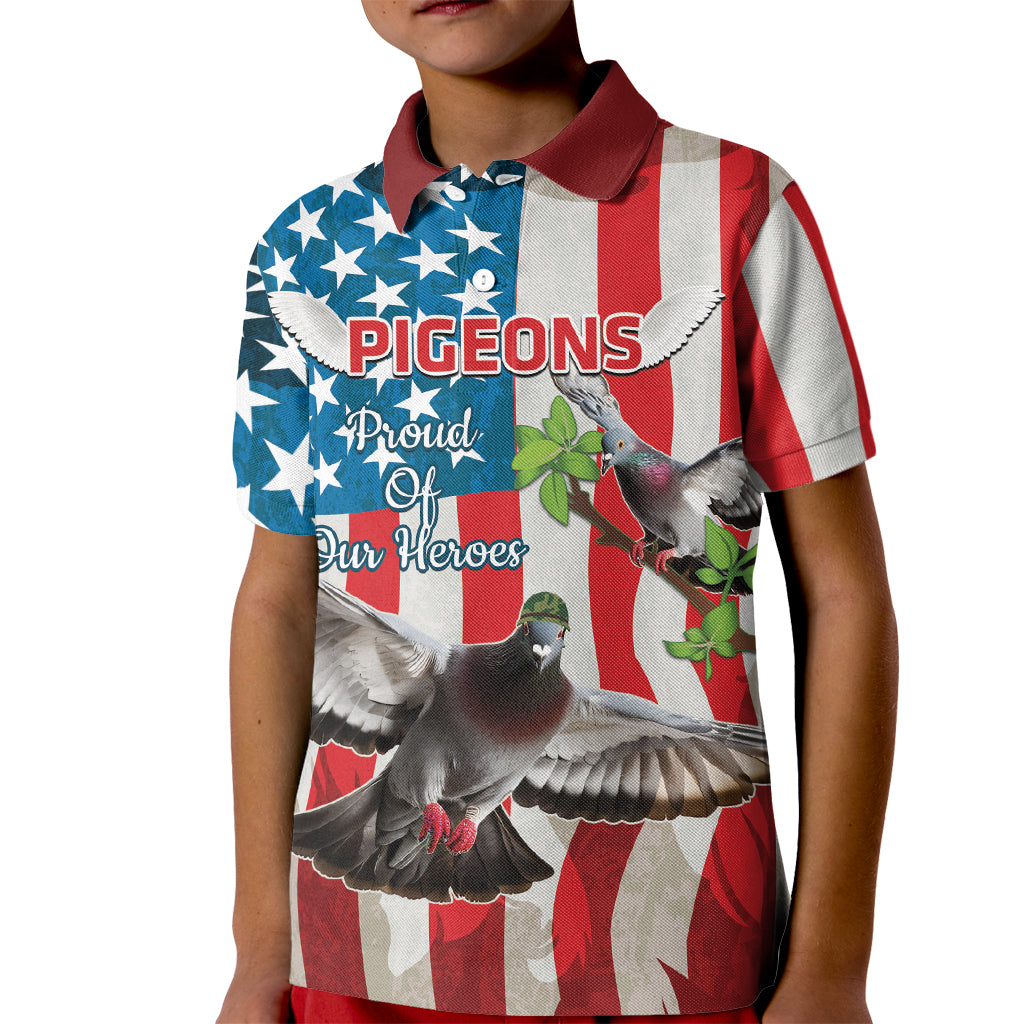 Personalized United States Pigeon Day Kid Polo Shirt Proud Of Our Heroes Grunge Style - Wonder Print Shop