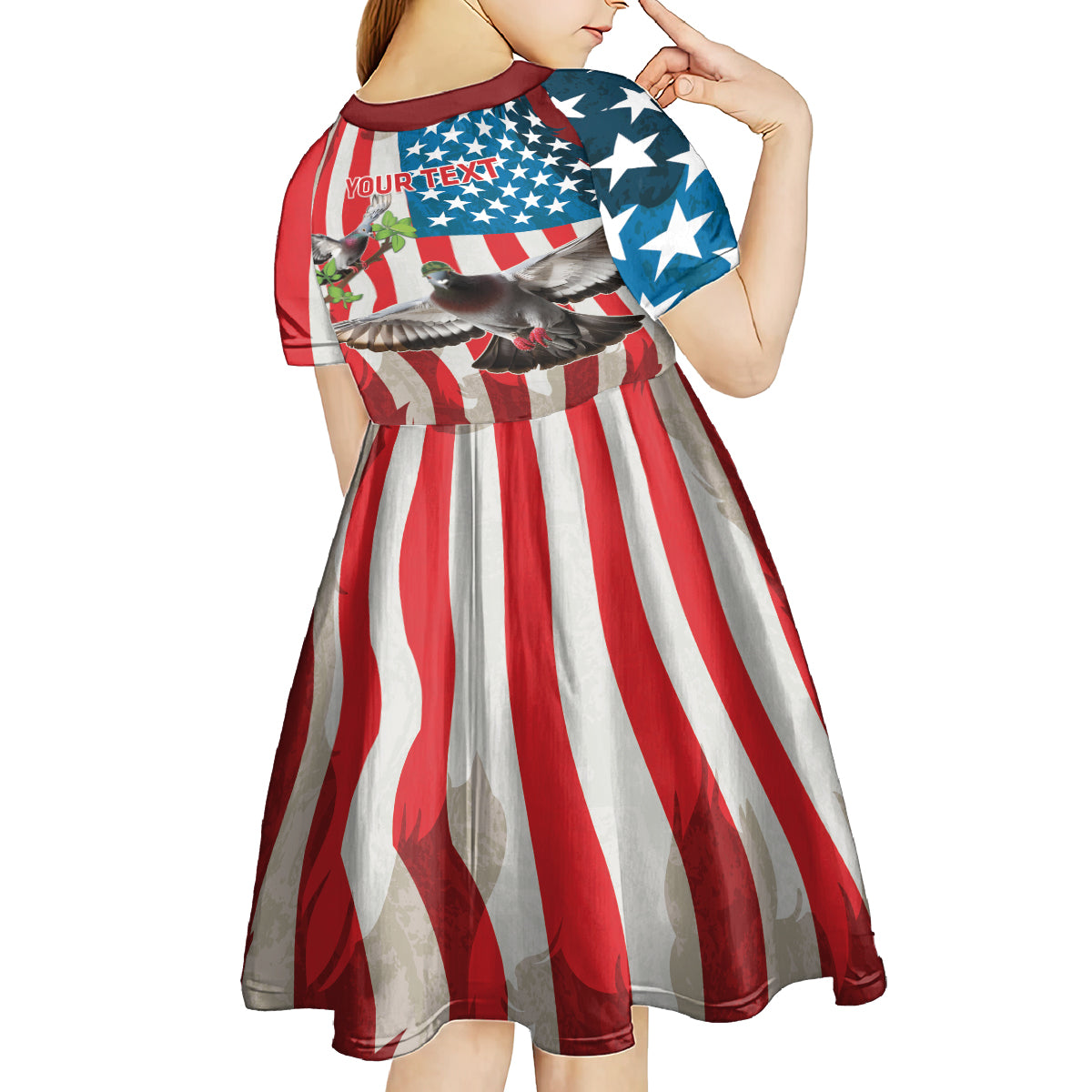 Personalized United States Pigeon Day Kid Short Sleeve Dress Proud Of Our Heroes Grunge Style - Wonder Print Shop