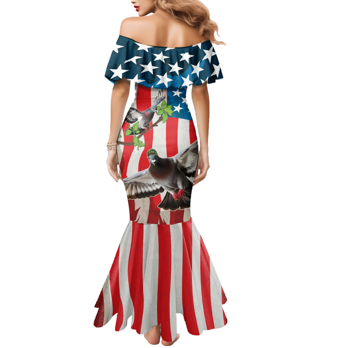 Personalized United States Pigeon Day Mermaid Dress Proud Of Our Heroes Grunge Style - Wonder Print Shop