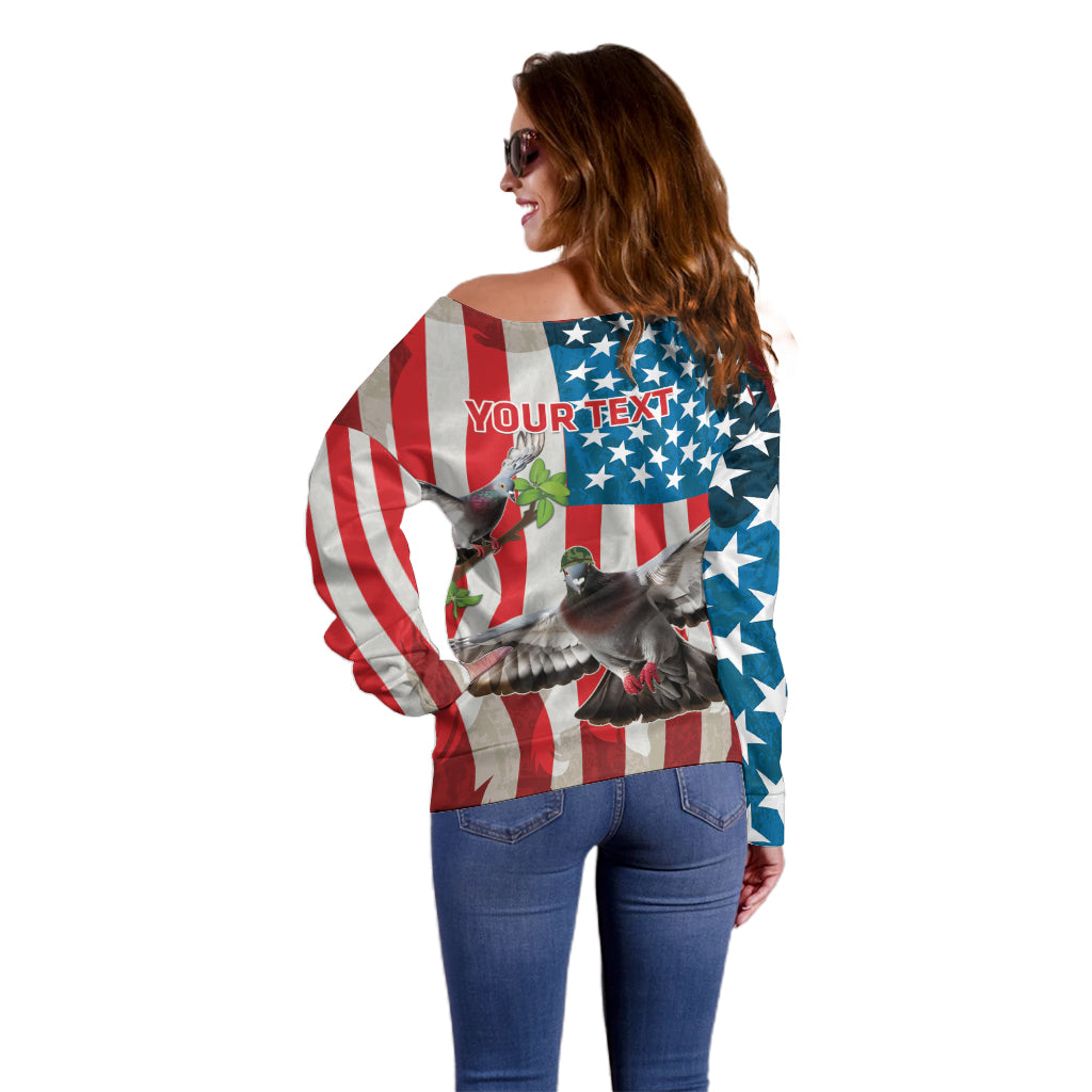 Personalized United States Pigeon Day Off Shoulder Sweater Proud Of Our Heroes Grunge Style - Wonder Print Shop