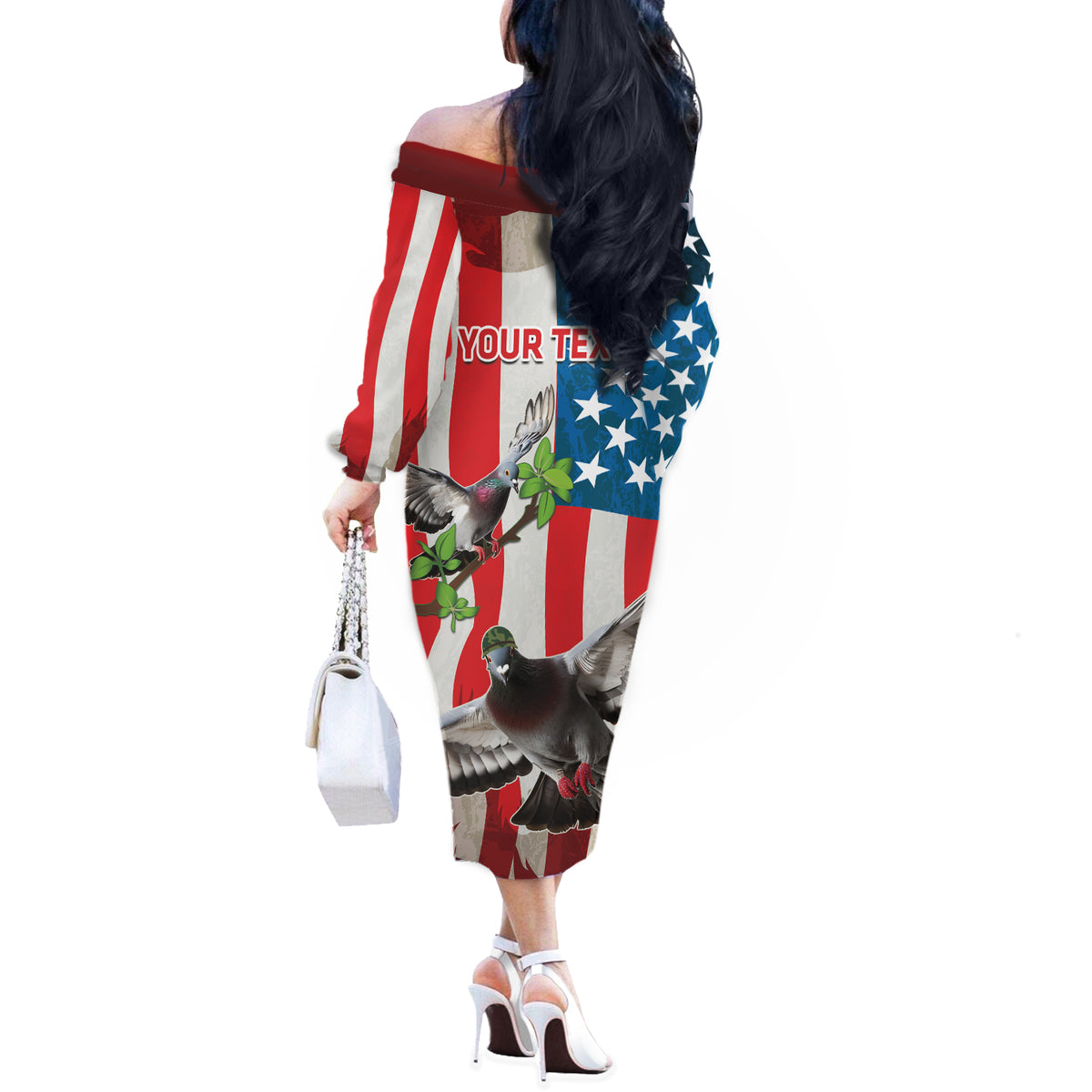 Personalized United States Pigeon Day Off The Shoulder Long Sleeve Dress Proud Of Our Heroes Grunge Style - Wonder Print Shop