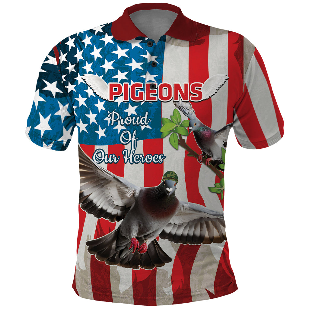 Personalized United States Pigeon Day Polo Shirt Proud Of Our Heroes Grunge Style - Wonder Print Shop