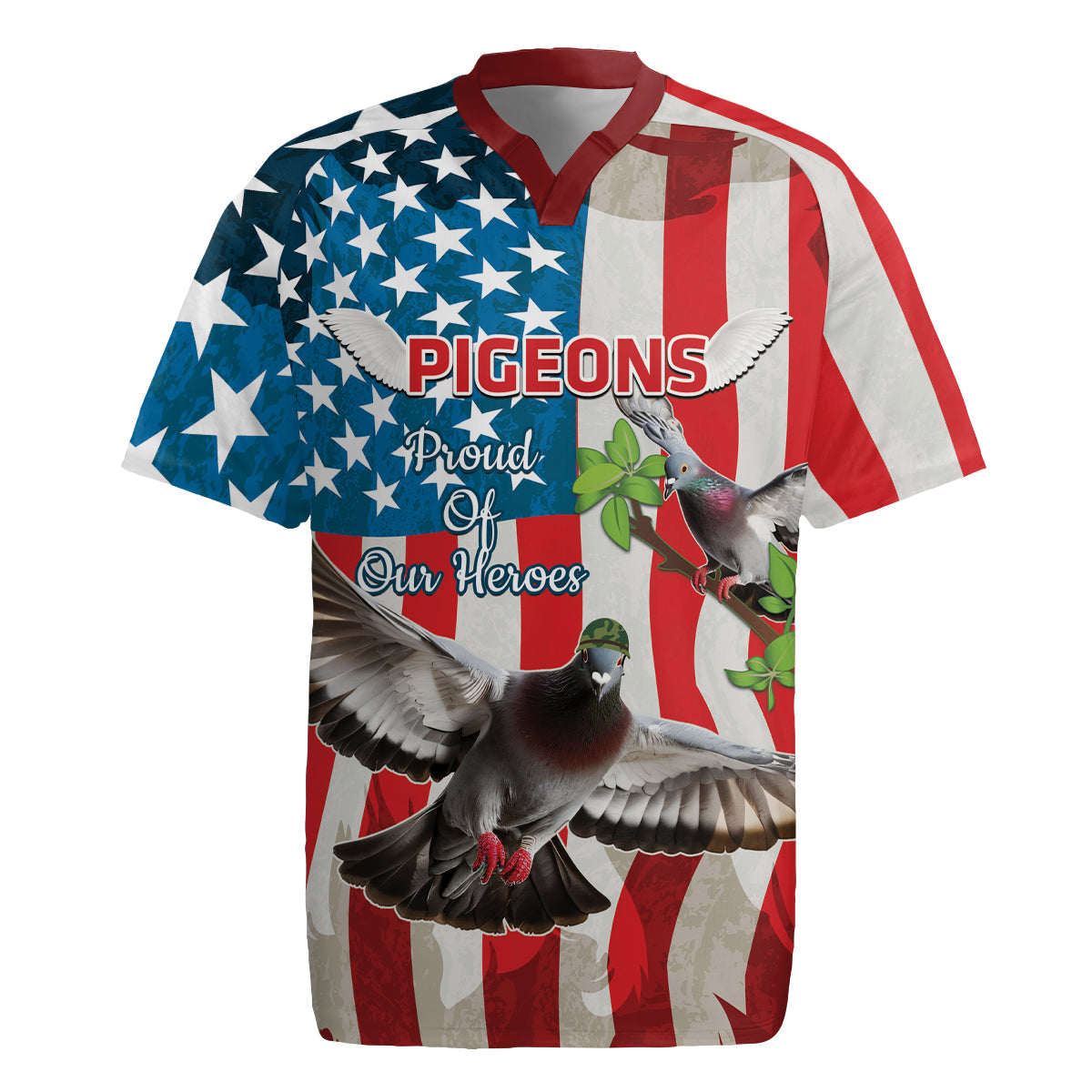 Personalized United States Pigeon Day Rugby Jersey Proud Of Our Heroes Grunge Style - Wonder Print Shop