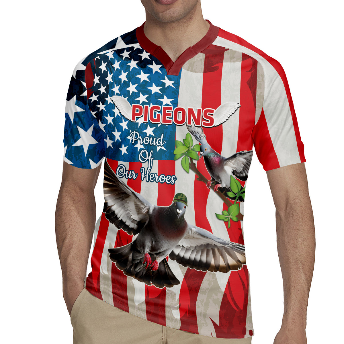 Personalized United States Pigeon Day Rugby Jersey Proud Of Our Heroes Grunge Style - Wonder Print Shop