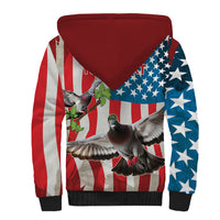Personalized United States Pigeon Day Sherpa Hoodie Proud Of Our Heroes Grunge Style - Wonder Print Shop