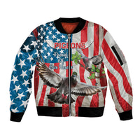 Personalized United States Pigeon Day Sleeve Zip Bomber Jacket Proud Of Our Heroes Grunge Style - Wonder Print Shop