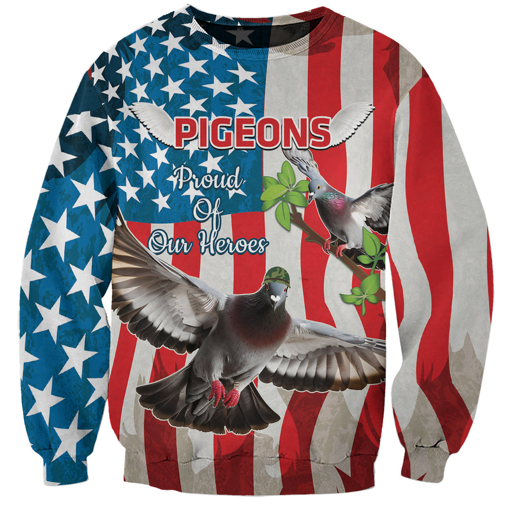 Personalized United States Pigeon Day Sweatshirt Proud Of Our Heroes Grunge Style - Wonder Print Shop