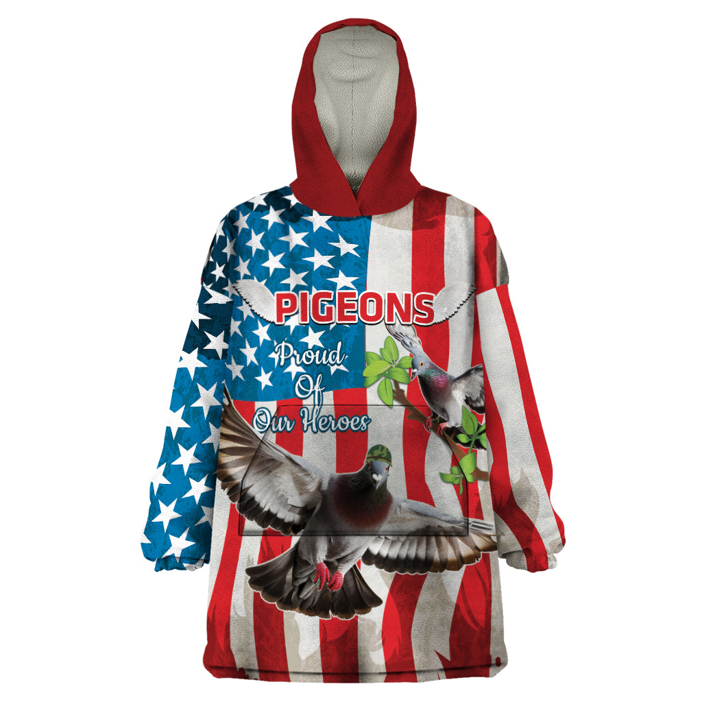 Personalized United States Pigeon Day Wearable Blanket Hoodie Proud Of Our Heroes Grunge Style - Wonder Print Shop