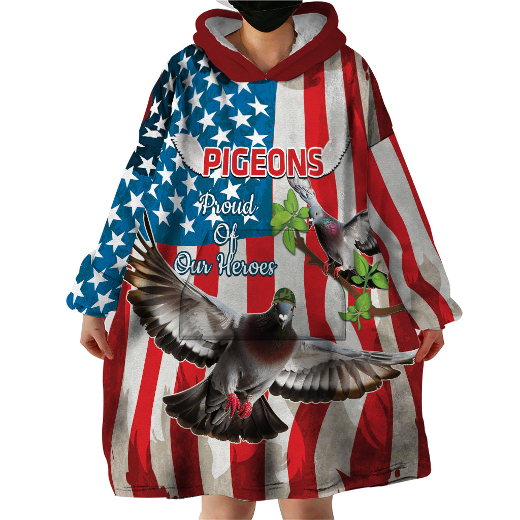 Personalized United States Pigeon Day Wearable Blanket Hoodie Proud Of Our Heroes Grunge Style - Wonder Print Shop