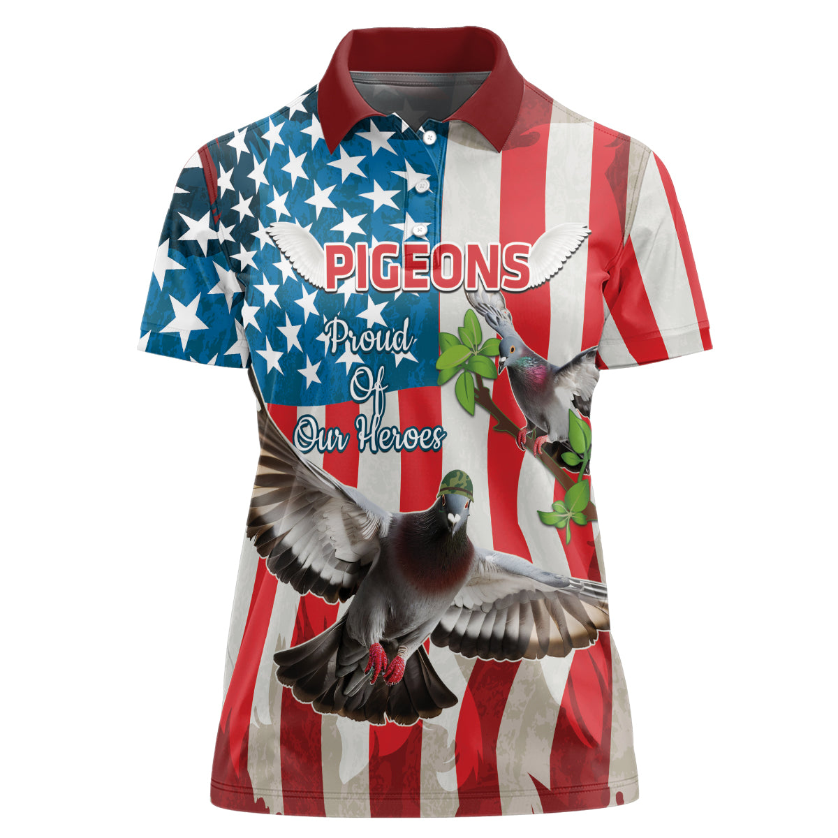 Personalized United States Pigeon Day Women Polo Shirt Proud Of Our Heroes Grunge Style - Wonder Print Shop