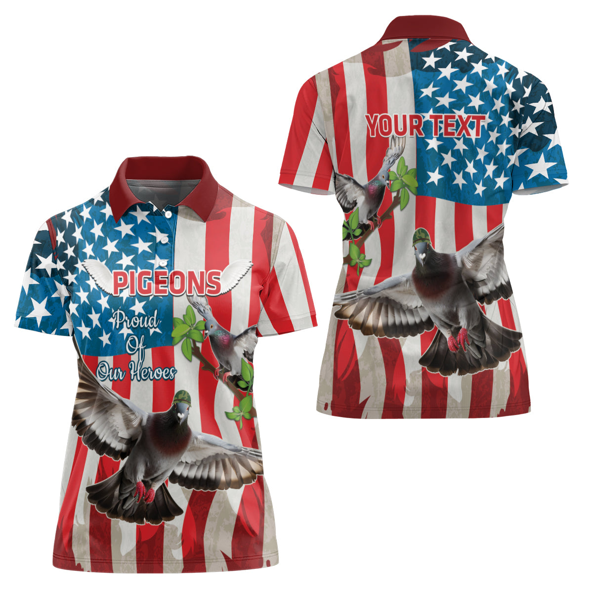 Personalized United States Pigeon Day Women Polo Shirt Proud Of Our Heroes Grunge Style - Wonder Print Shop