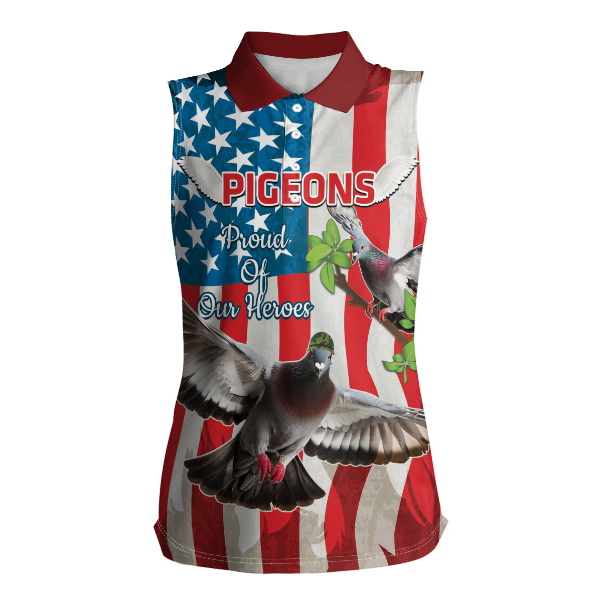 Personalized United States Pigeon Day Women Sleeveless Polo Shirt Proud Of Our Heroes Grunge Style - Wonder Print Shop