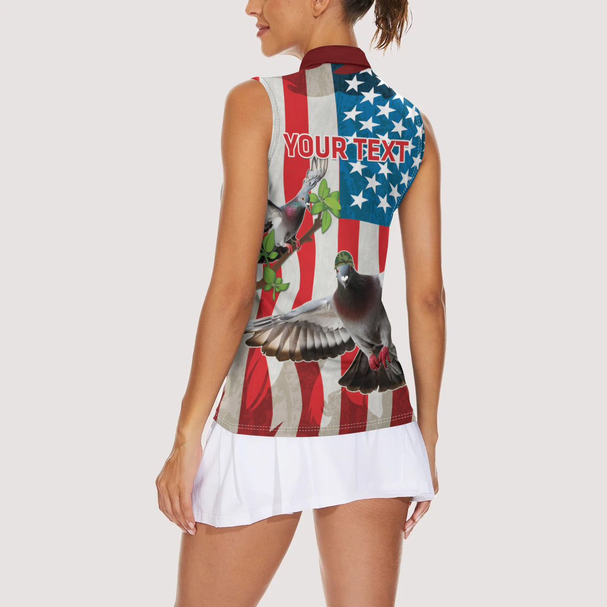 Personalized United States Pigeon Day Women Sleeveless Polo Shirt Proud Of Our Heroes Grunge Style - Wonder Print Shop