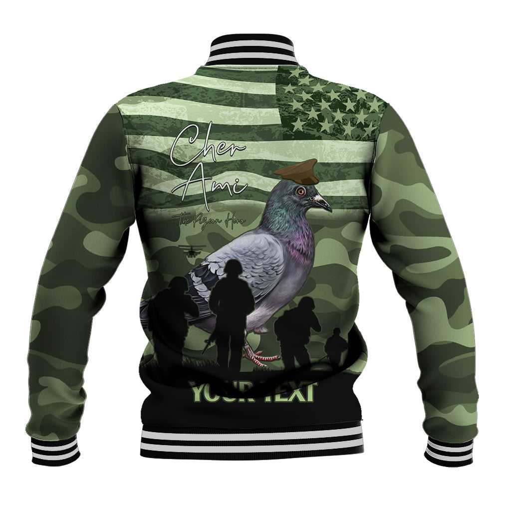 Personalized USA Cher Ami Baseball Jacket Lest We Forget Pigeon Hero - Wonder Print Shop