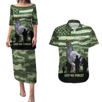 Personalized USA Cher Ami Couples Matching Puletasi and Hawaiian Shirt Lest We Forget Pigeon Hero - Wonder Print Shop