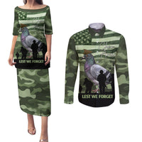 Personalized USA Cher Ami Couples Matching Puletasi and Long Sleeve Button Shirt Lest We Forget Pigeon Hero - Wonder Print Shop