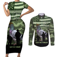 Personalized USA Cher Ami Couples Matching Short Sleeve Bodycon Dress and Long Sleeve Button Shirt Lest We Forget Pigeon Hero - Wonder Print Shop