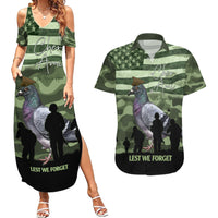 Personalized USA Cher Ami Couples Matching Summer Maxi Dress and Hawaiian Shirt Lest We Forget Pigeon Hero - Wonder Print Shop