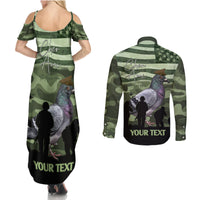 Personalized USA Cher Ami Couples Matching Summer Maxi Dress and Long Sleeve Button Shirt Lest We Forget Pigeon Hero - Wonder Print Shop