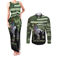 Personalized USA Cher Ami Couples Matching Tank Maxi Dress and Long Sleeve Button Shirt Lest We Forget Pigeon Hero - Wonder Print Shop