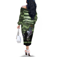 Personalized USA Cher Ami Family Matching Off The Shoulder Long Sleeve Dress and Hawaiian Shirt Lest We Forget Pigeon Hero - Wonder Print Shop