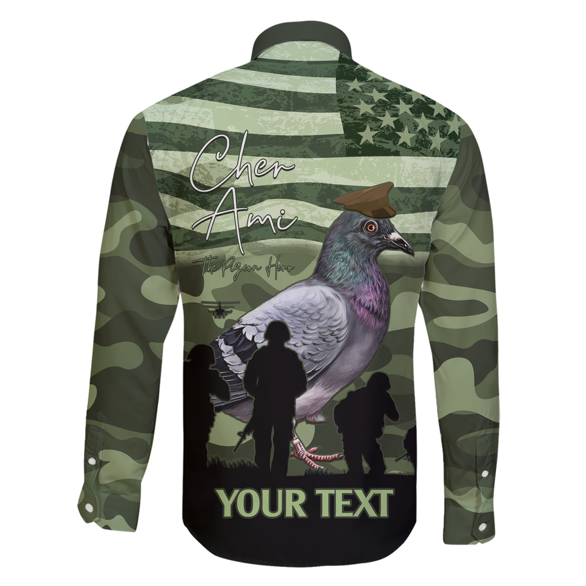 Personalized USA Cher Ami Family Matching Short Sleeve Bodycon Dress and Hawaiian Shirt Lest We Forget Pigeon Hero - Wonder Print Shop