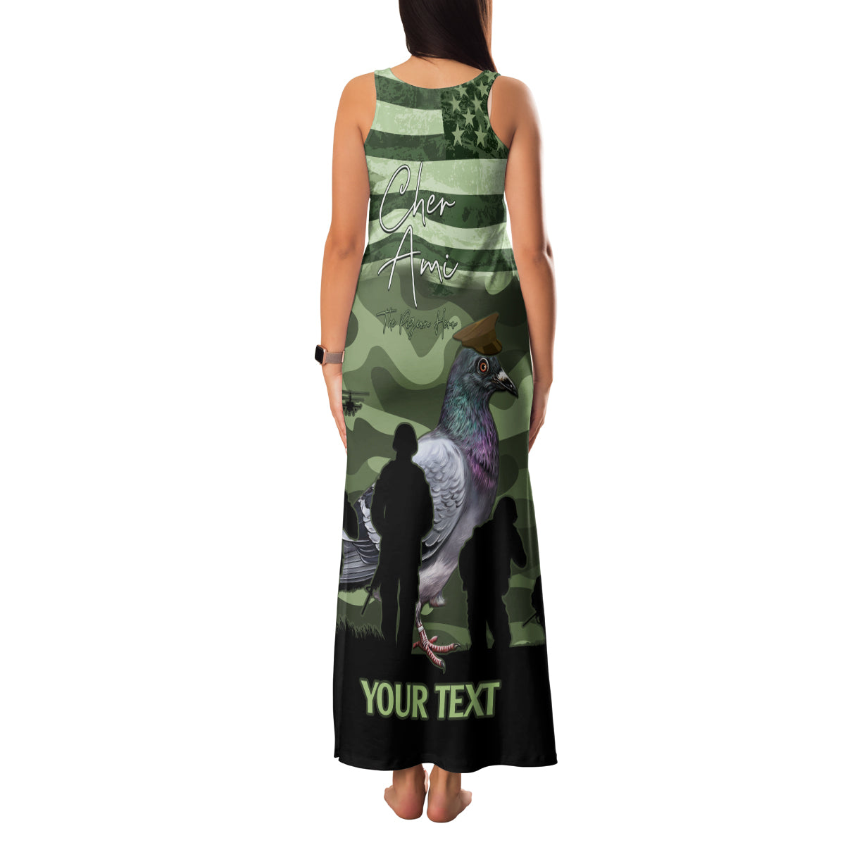 Personalized USA Cher Ami Family Matching Tank Maxi Dress and Hawaiian Shirt Lest We Forget Pigeon Hero - Wonder Print Shop