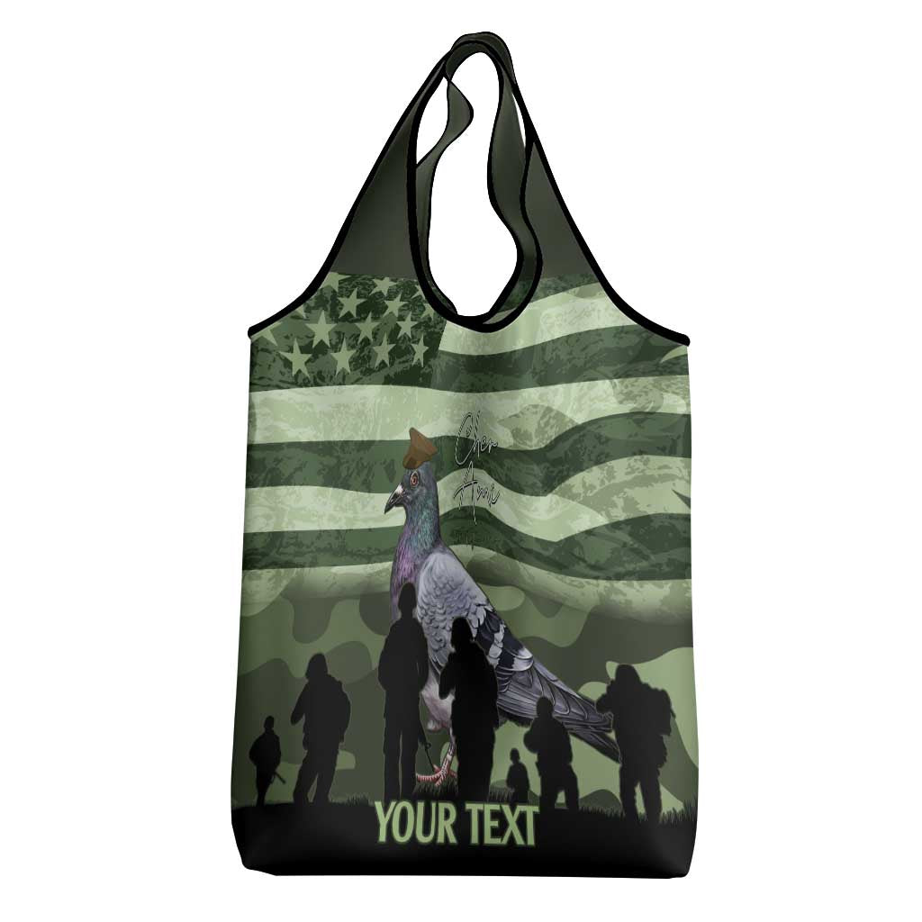 Personalized USA Cher Ami Grocery Bag Lest We Forget Pigeon Hero