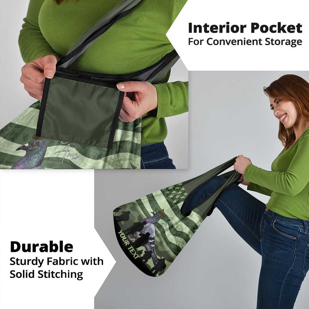 Personalized USA Cher Ami Grocery Bag Lest We Forget Pigeon Hero