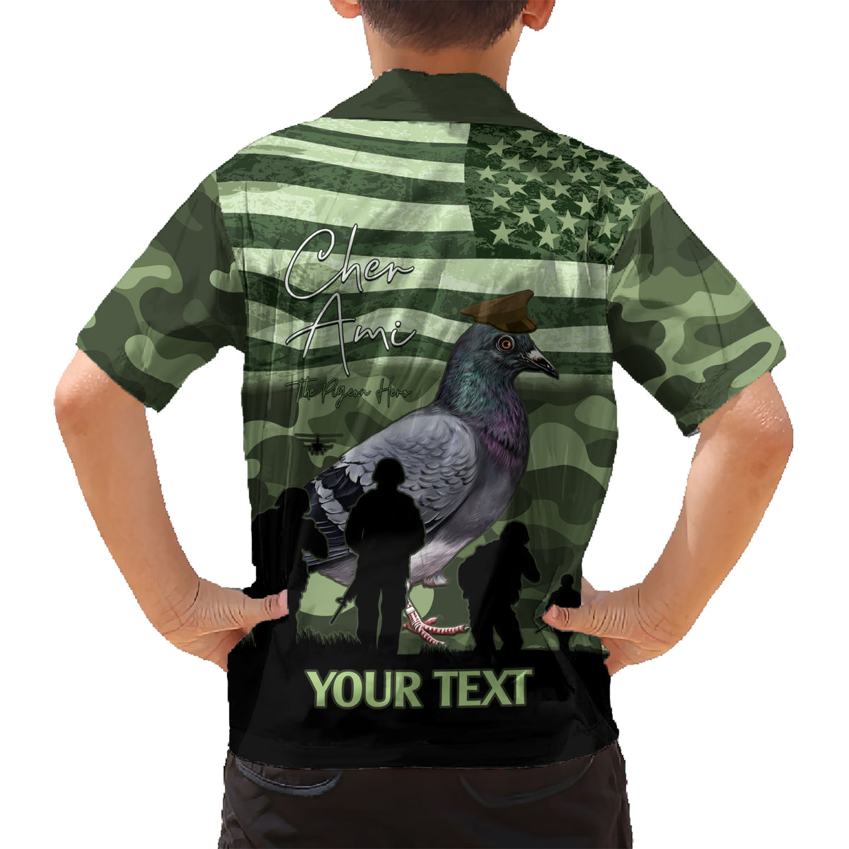 Personalized USA Cher Ami Kid Hawaiian Shirt Lest We Forget Pigeon Hero - Wonder Print Shop