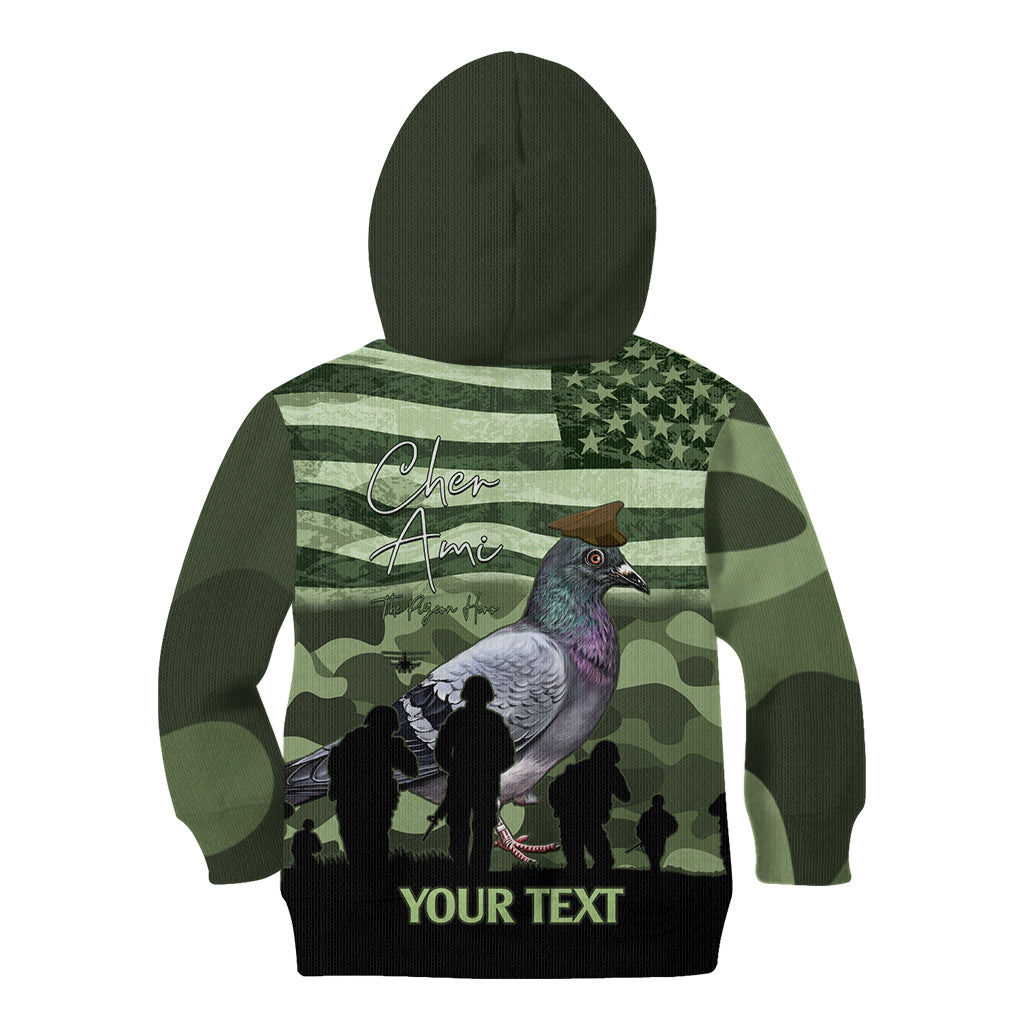 Personalized USA Cher Ami Kid Hoodie Lest We Forget Pigeon Hero - Wonder Print Shop