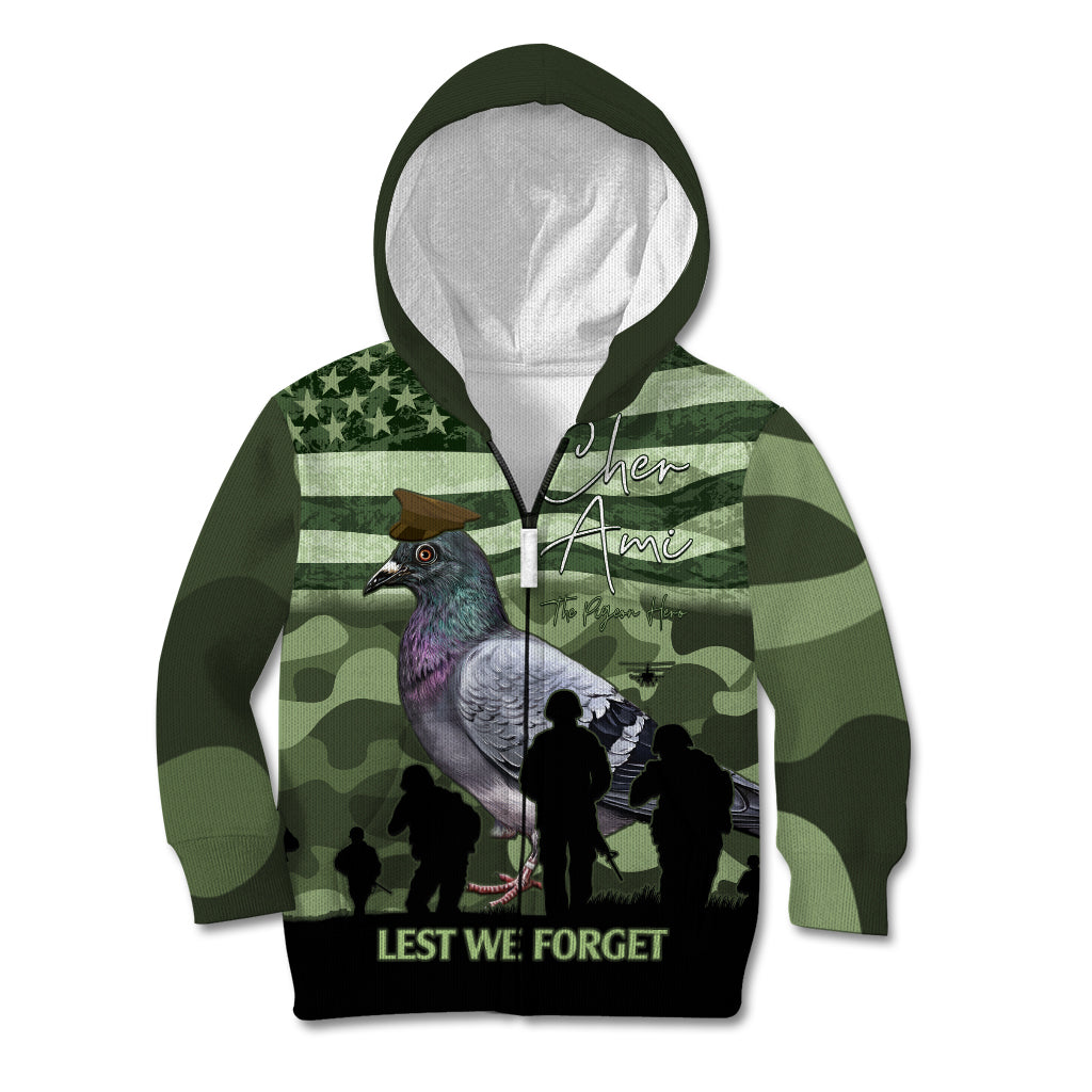 Personalized USA Cher Ami Kid Hoodie Lest We Forget Pigeon Hero - Wonder Print Shop
