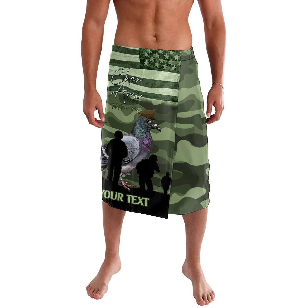 Personalized USA Cher Ami Lavalava Lest We Forget Pigeon Hero - Wonder Print Shop