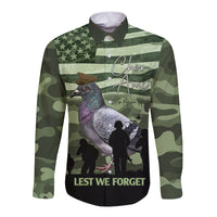 Personalized USA Cher Ami Long Sleeve Button Shirt Lest We Forget Pigeon Hero - Wonder Print Shop