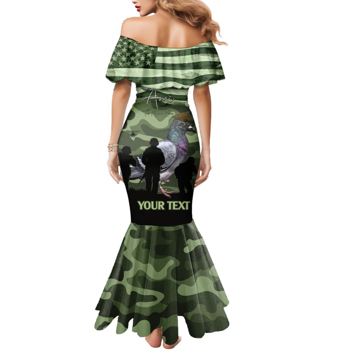 Personalized USA Cher Ami Mermaid Dress Lest We Forget Pigeon Hero - Wonder Print Shop