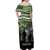 Personalized USA Cher Ami Off Shoulder Maxi Dress Lest We Forget Pigeon Hero - Wonder Print Shop