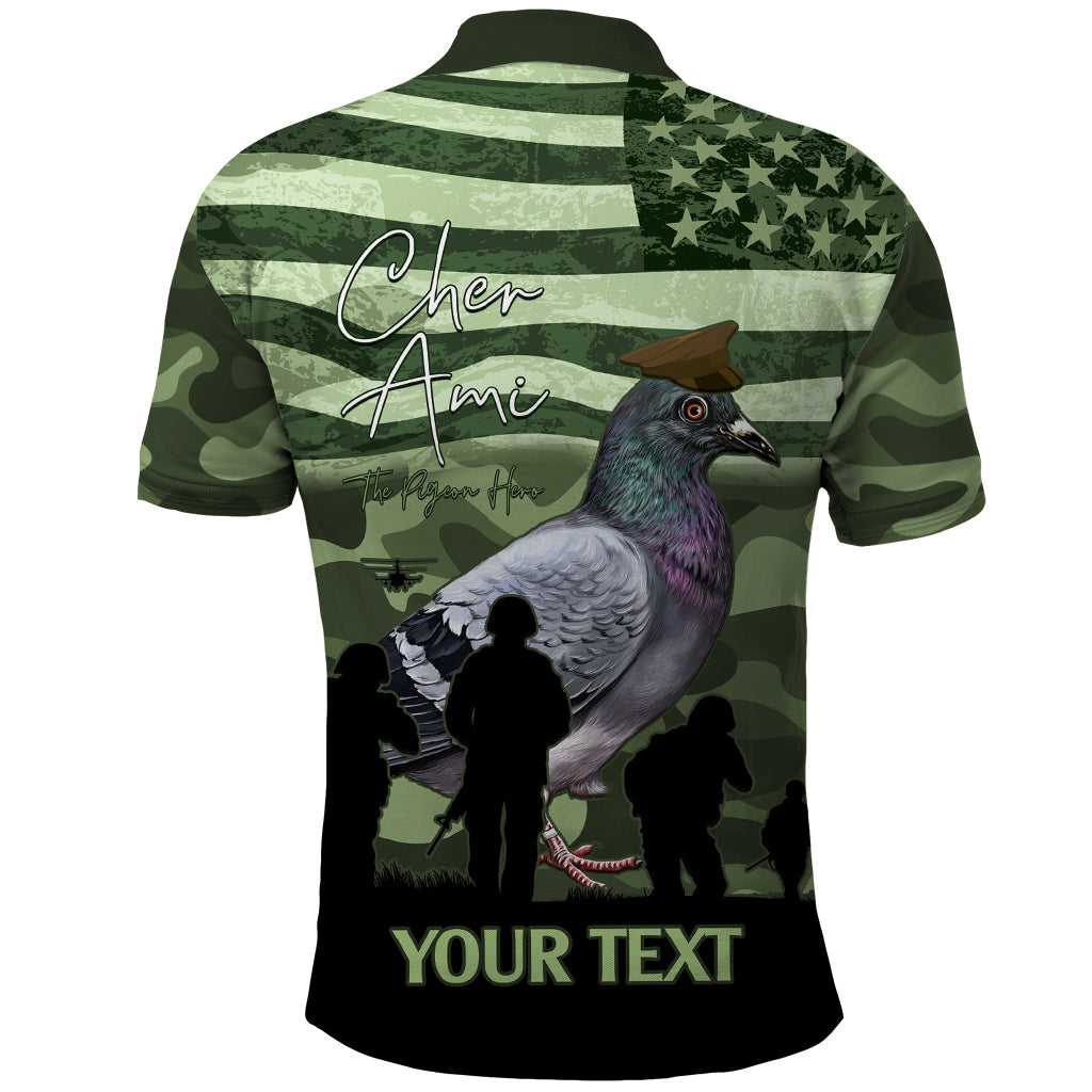 Personalized USA Cher Ami Polo Shirt Lest We Forget Pigeon Hero - Wonder Print Shop