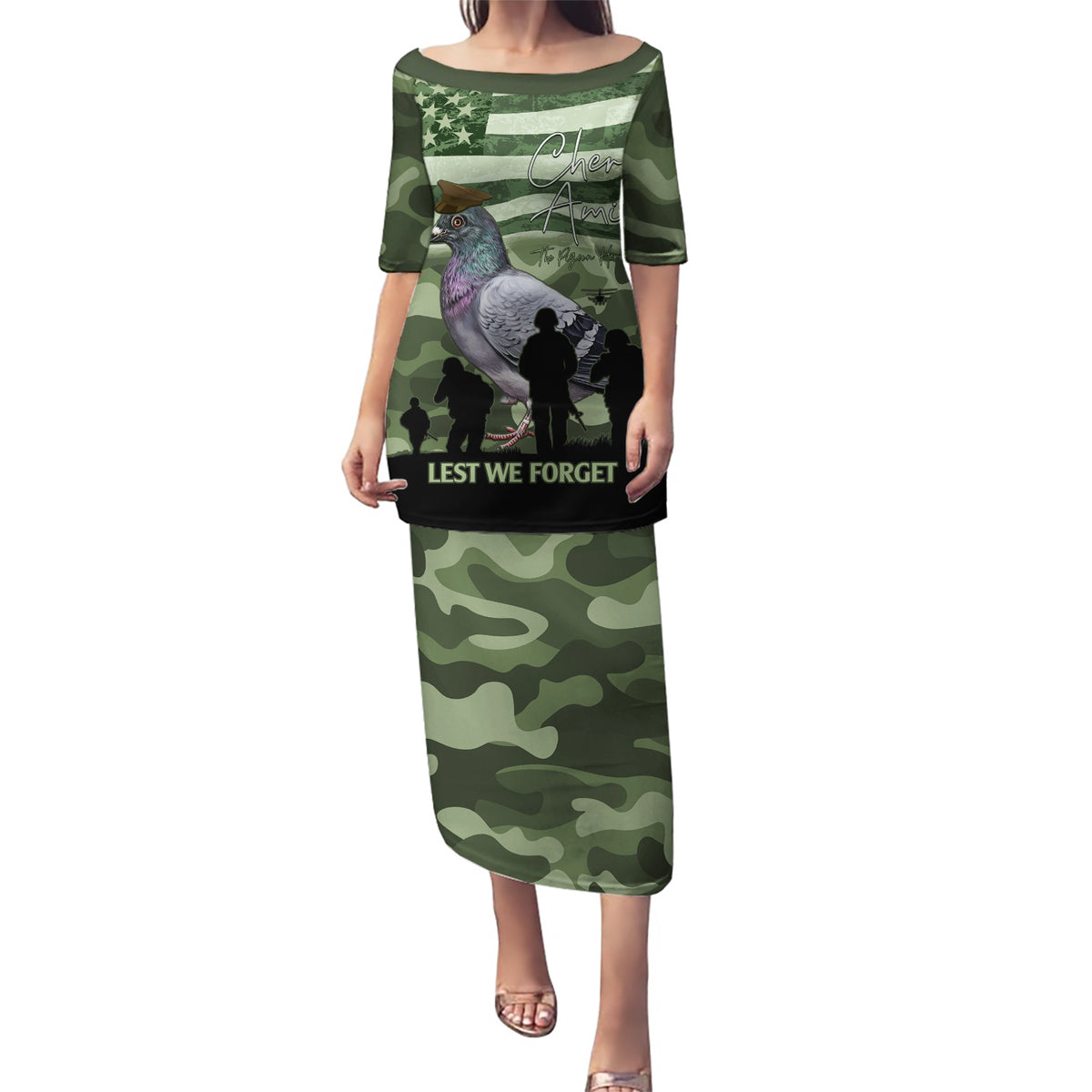 Personalized USA Cher Ami Puletasi Lest We Forget Pigeon Hero - Wonder Print Shop