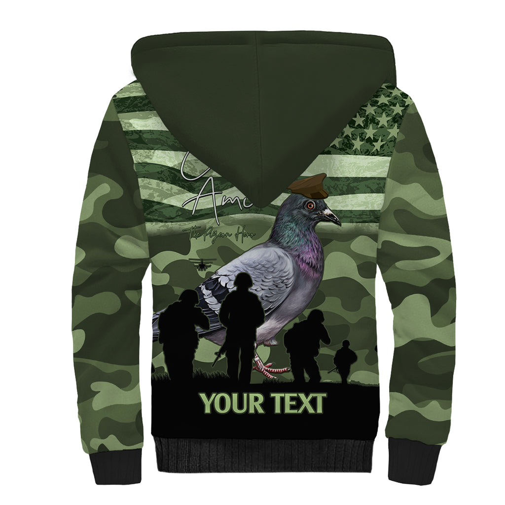 Personalized USA Cher Ami Sherpa Hoodie Lest We Forget Pigeon Hero - Wonder Print Shop
